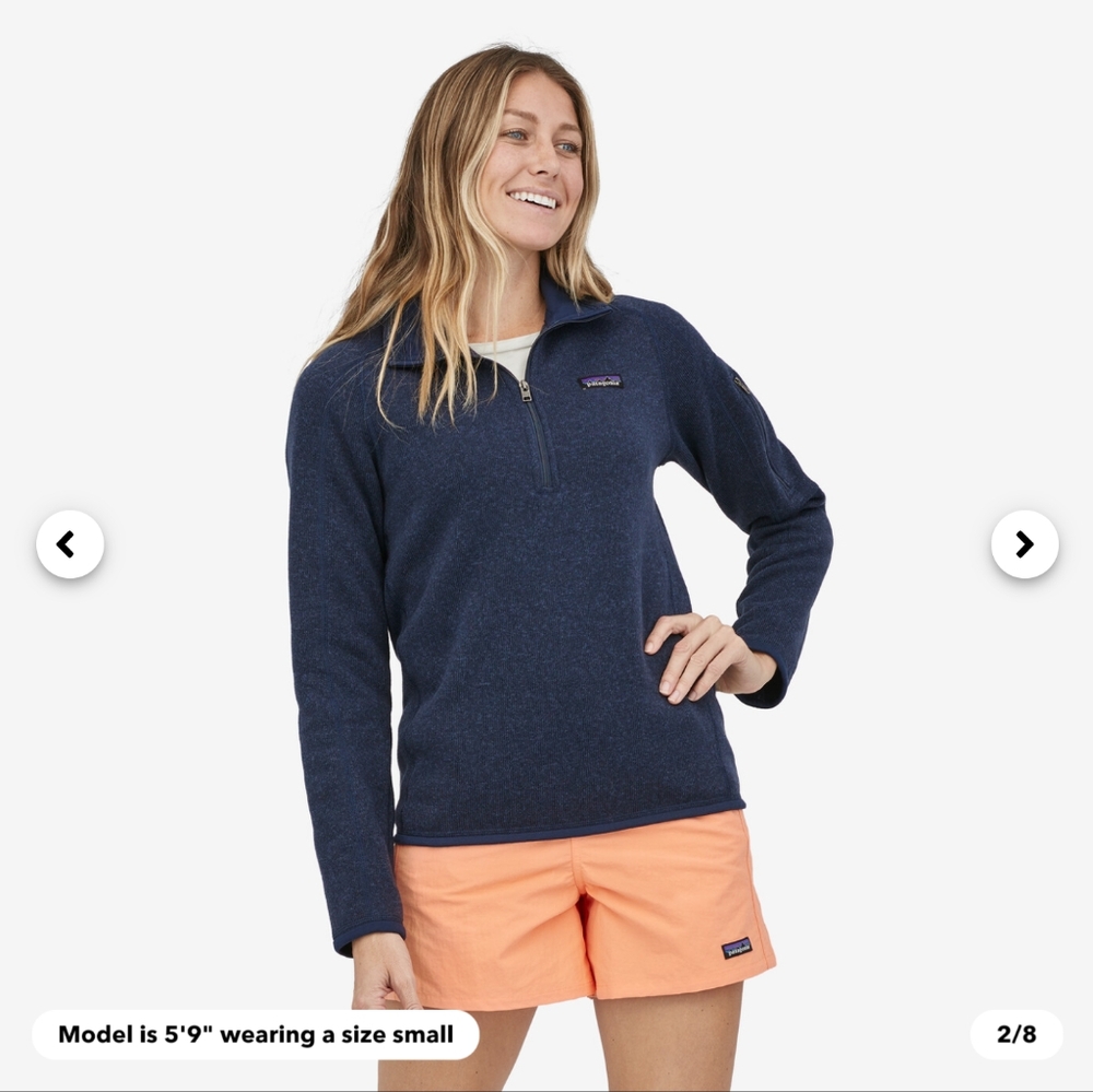 Patagonia women's better sweater quarter zip fleece in navy